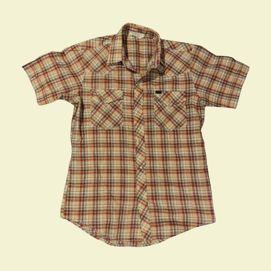 (S) Plaid Button-Up Top