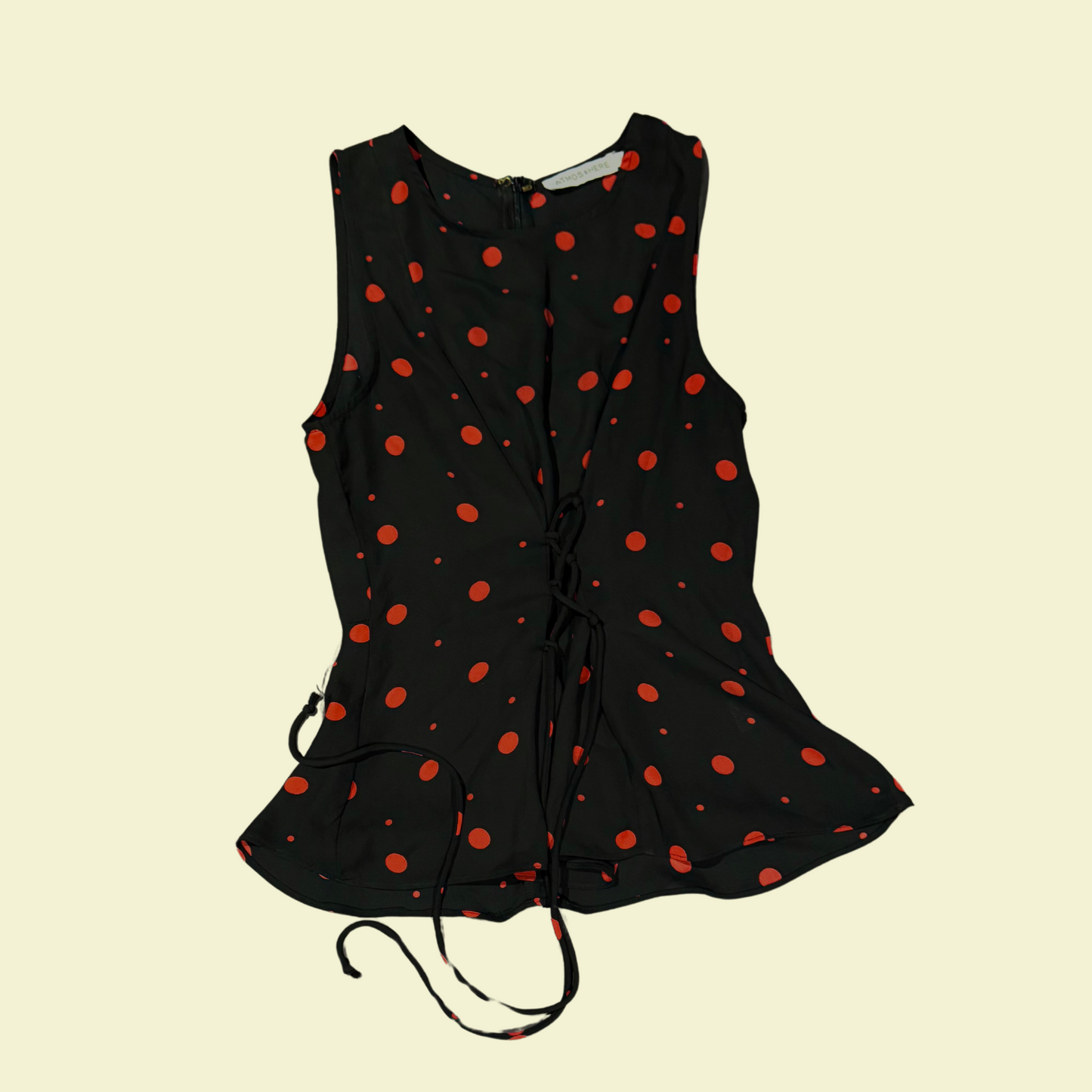 (XS-S) Tie-Up Front Y2K Polka Dot Top