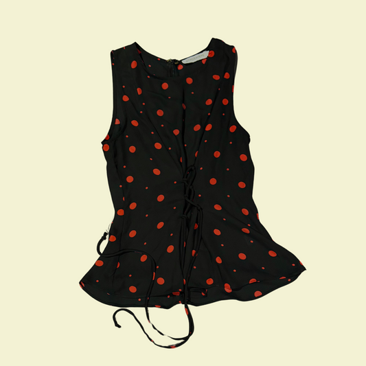(XS-S) Tie-Up Front Y2K Polka Dot Top