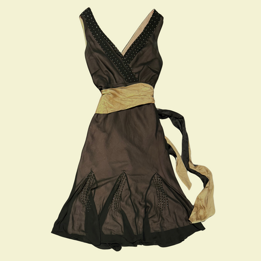 (S-M) Vintage Tie-Back Maxi Dress