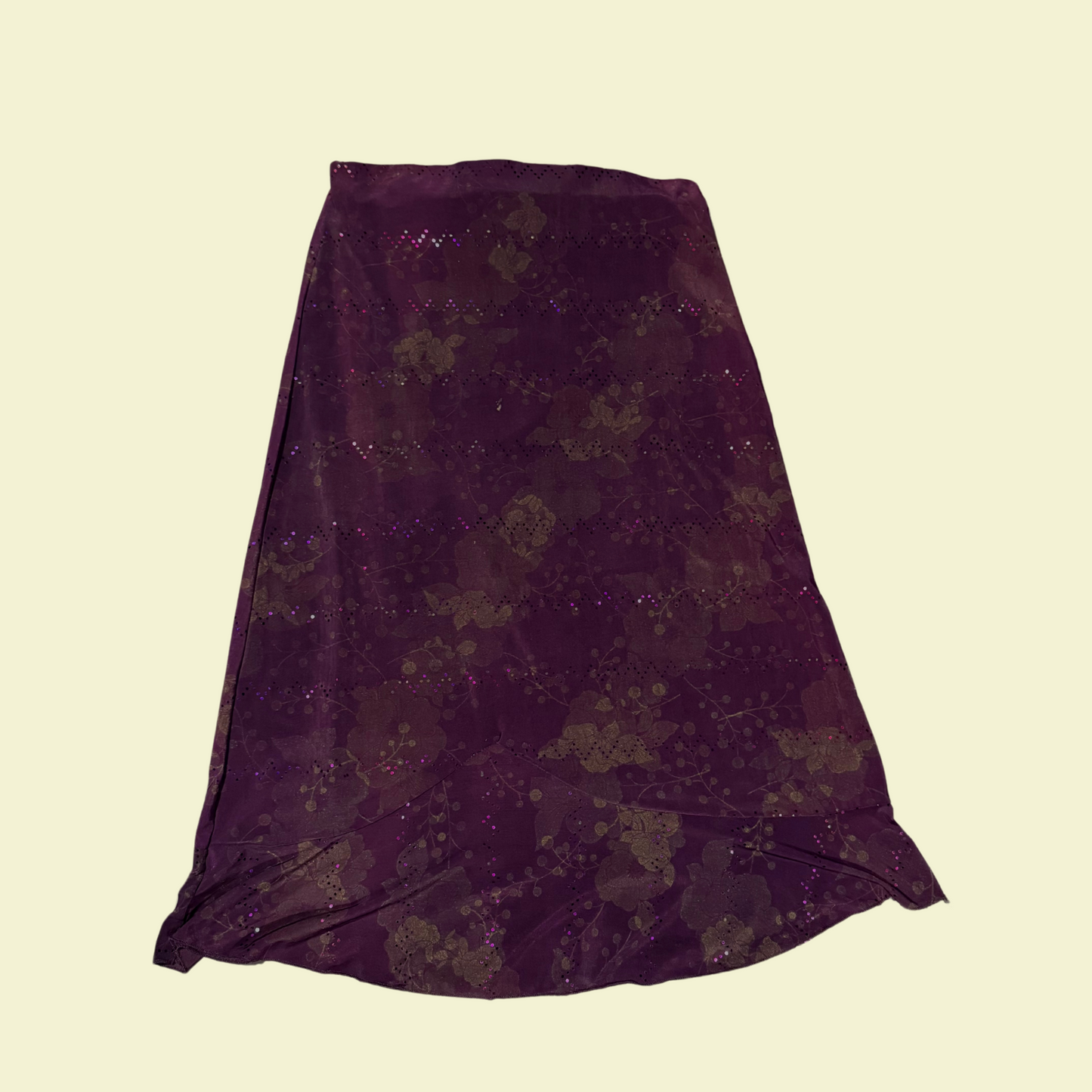 (M-L) Whimsigoth Purple Sparkly Maxi Skirt