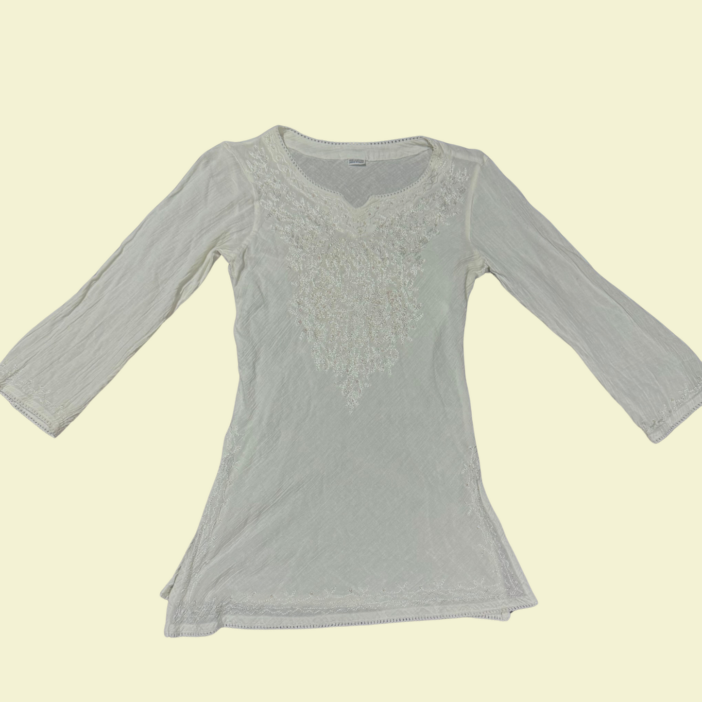 (S) White Sparkly Flowy Mini Dress