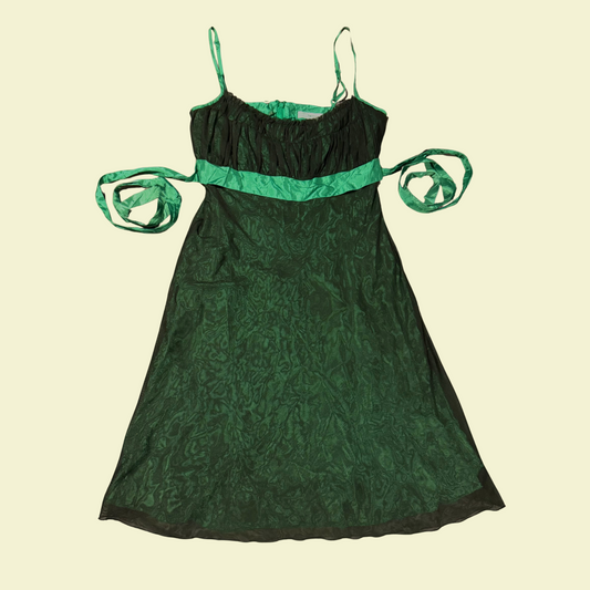 (S) Green Fairy Tie-Back Mini Dress